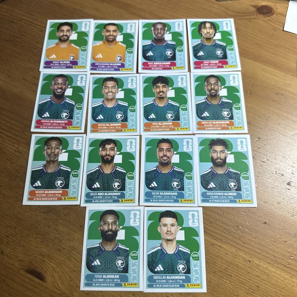Panini 2026 FIFA World Cup 14 Stickers Lot Saudi Arabia 2-4/6/8-12/14/16-18/20